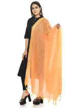 Mominos Fashion Moeza Handloom Cotton Light Orange Dupatta | Grocsy
