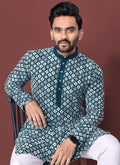 Prazu Fashion Royal Blue Silk Embroidered Thread Work Kurta | Grocsy