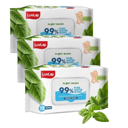 LuvLap Plant Based 99% Pure Water Extra Thick Unscented Baby Wipes | Grocsy