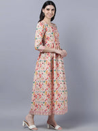 Myshka Women Multicoloured Printed Fit and Flare Ethnic Dress | Grocsy
