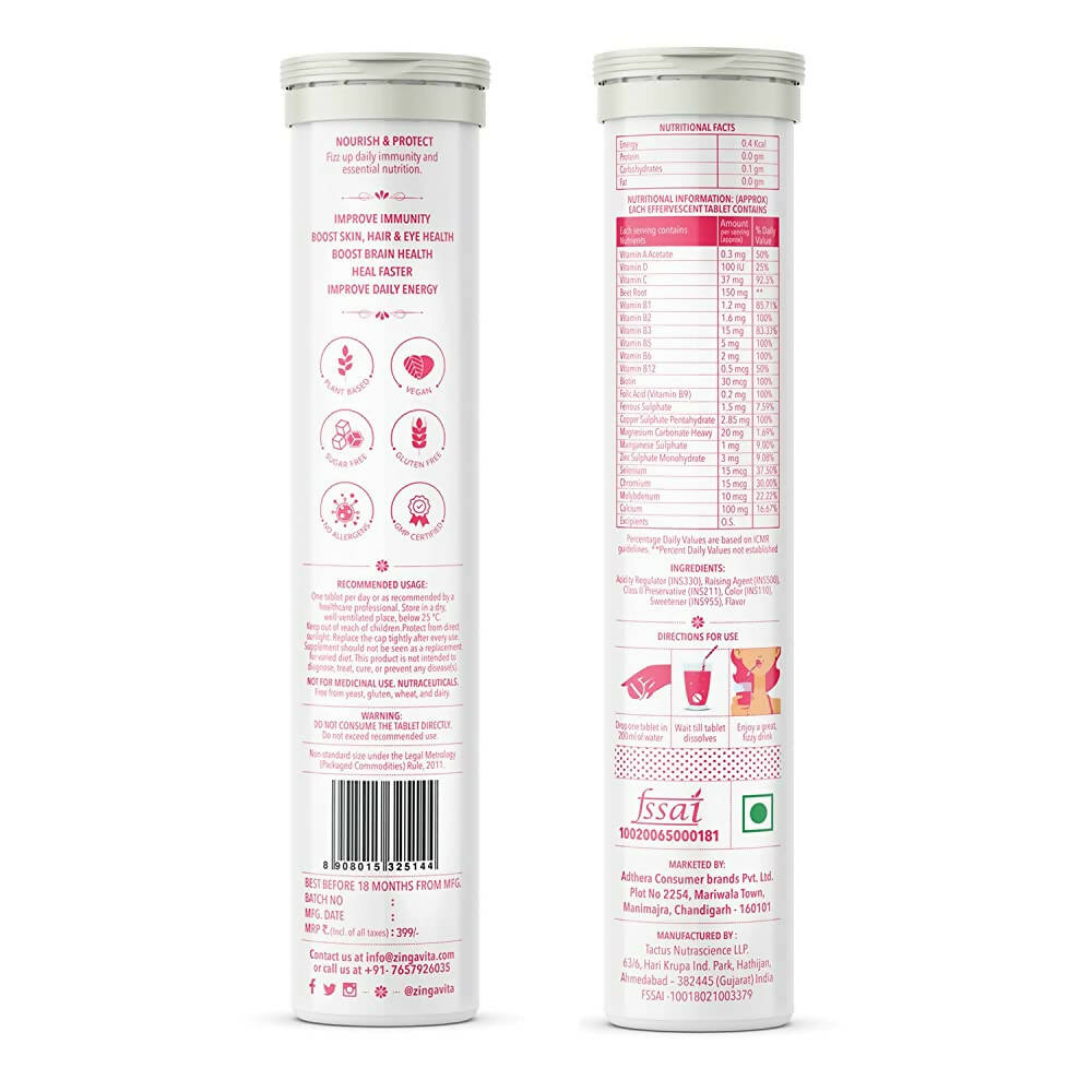Zingavita Daily Multivitamins Effervescent Tablets (Orange Flavor) | Grocsy