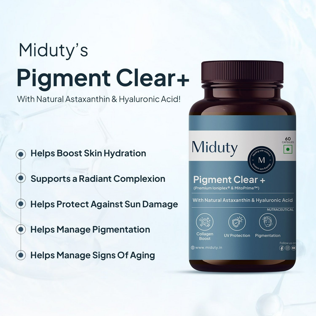 Miduty by Palak Notes Pigment Clear+ Oral Sunscreen Capsules | Grocsy
