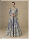 Teeya Creation Lavender Color Chinon Silk Heavy Embroidery Work Party Wear Long Gown | Grocsy