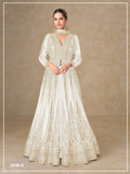 Teeya Creation White Color Chinon Silk Heavy Embroidery Work Party Wear Long Gown | Grocsy