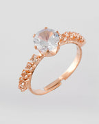 VOJ white CZ-detail Stainless Steel Cubic Zirconia Gold-Polished adjustable finger Ring | Grocsy