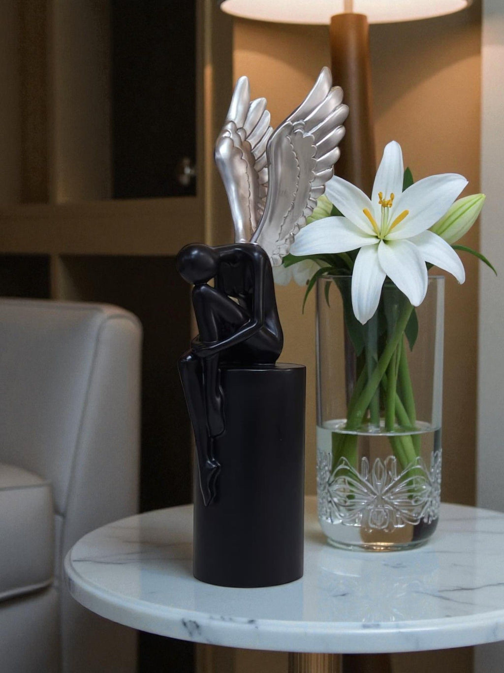 Sun Mun Decors Black & Silver Lady with Wings | Grocsy