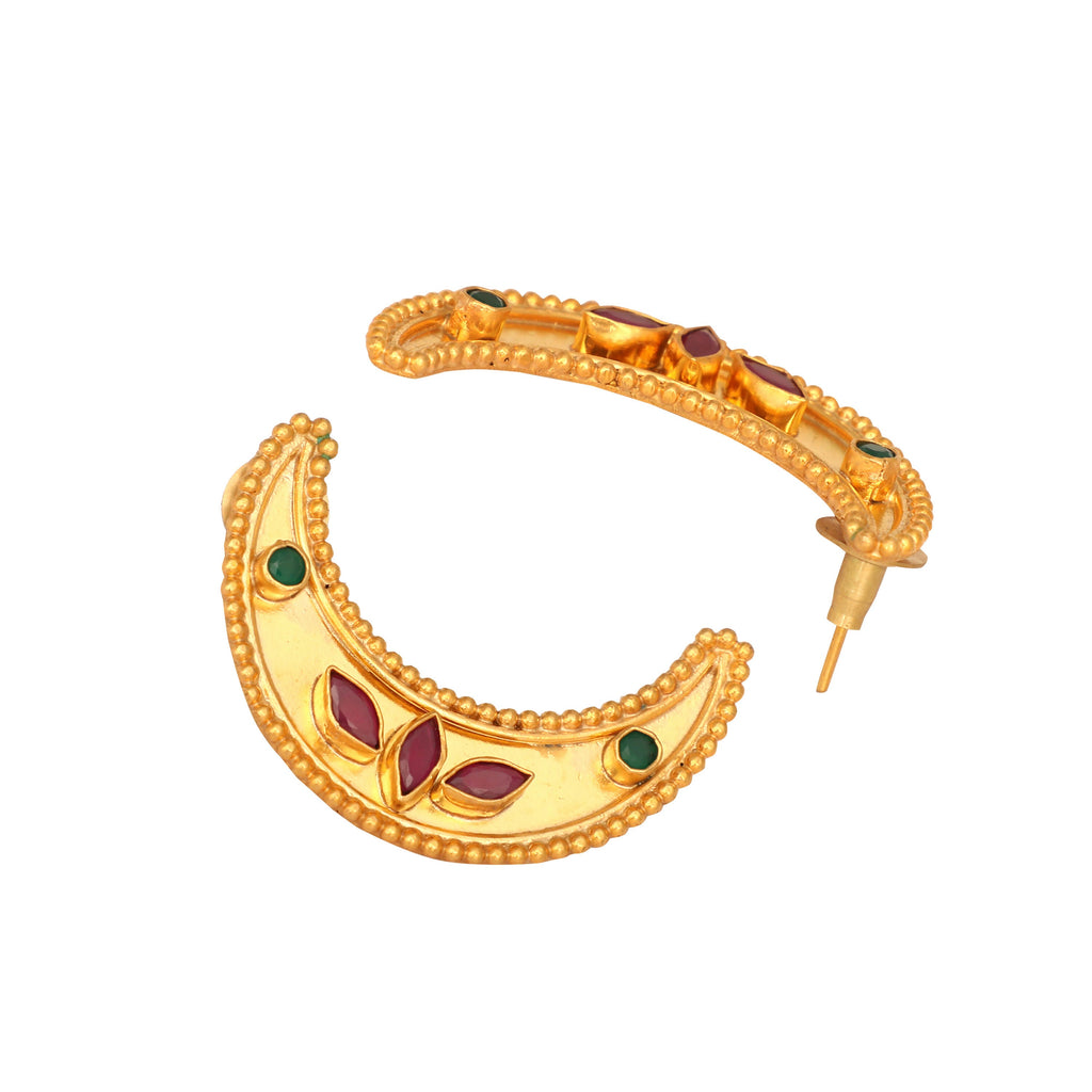 Nuyug 22K Gold Plated Pink Lunar Earrings | Grocsy