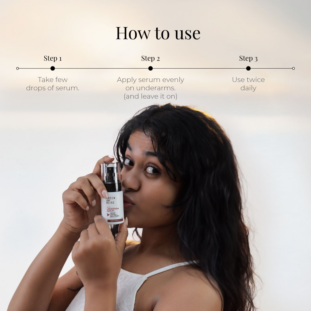 Green And Beige Rectifio Underarm Serum For Odour Control & Brightening - Oud & Rose Scented | Grocsy