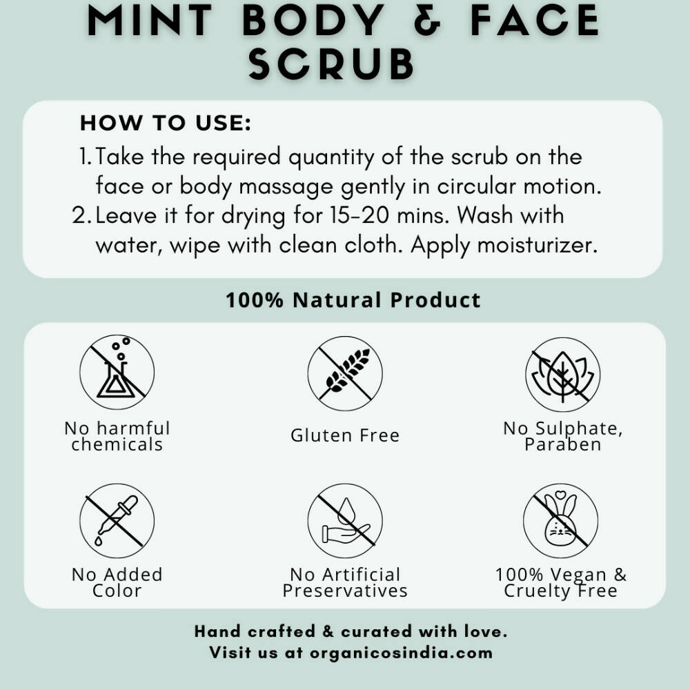 Organicos Mint Face & Body Scrub | Grocsy