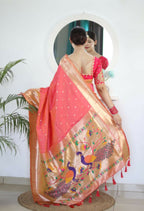Gajri Woven Jacquard Designer Embroidery Work Party Wear Saree - Parampara | Grocsy