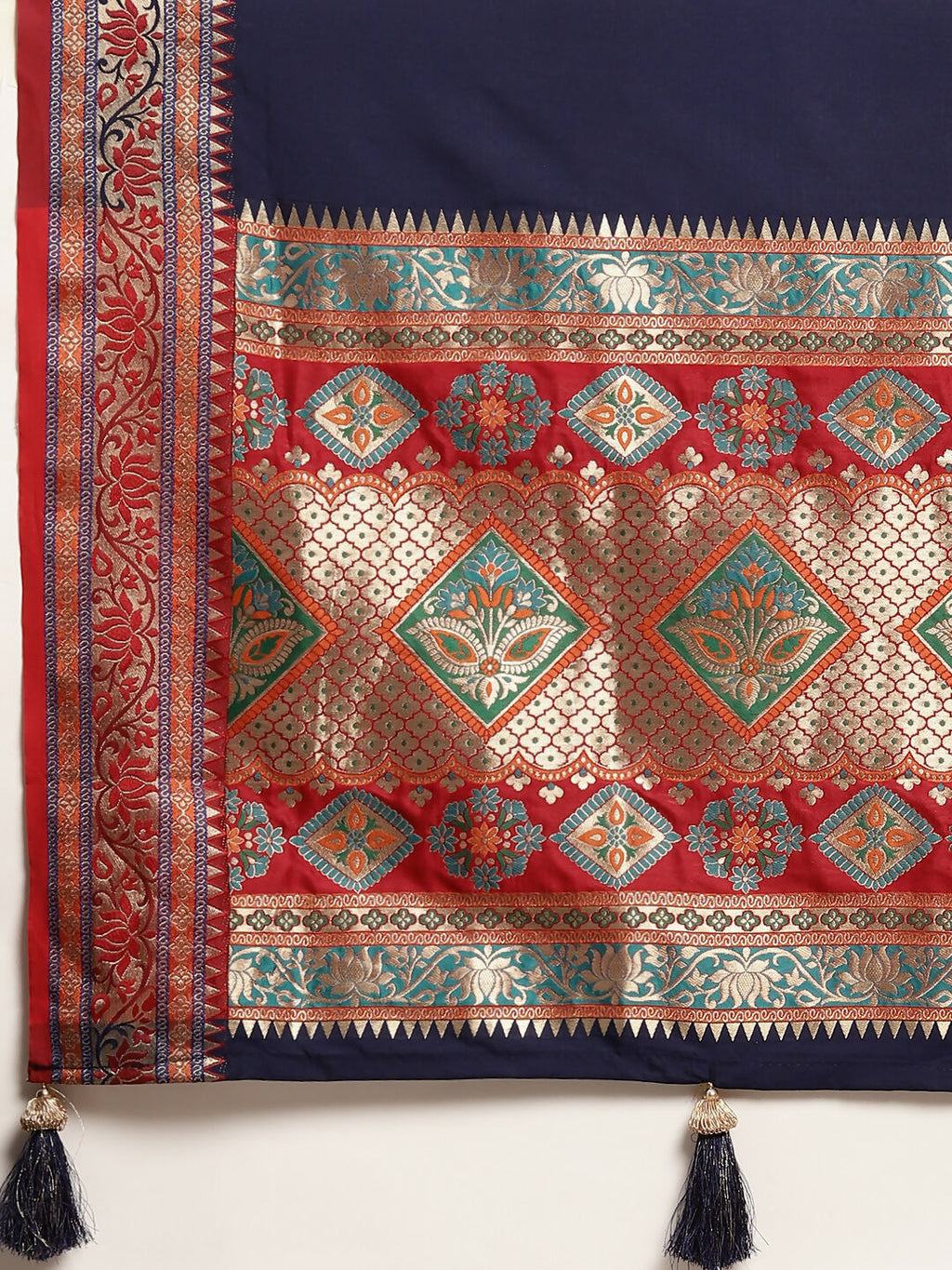 Shree Shyam Fashion Silk Blend Blue Saree | Grocsy