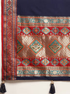 Shree Shyam Fashion Silk Blend Blue Saree | Grocsy