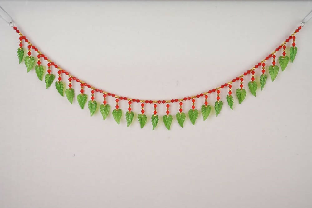 Kundan HandiKrafts Green Leaf Red Beats Thoranna | Grocsy