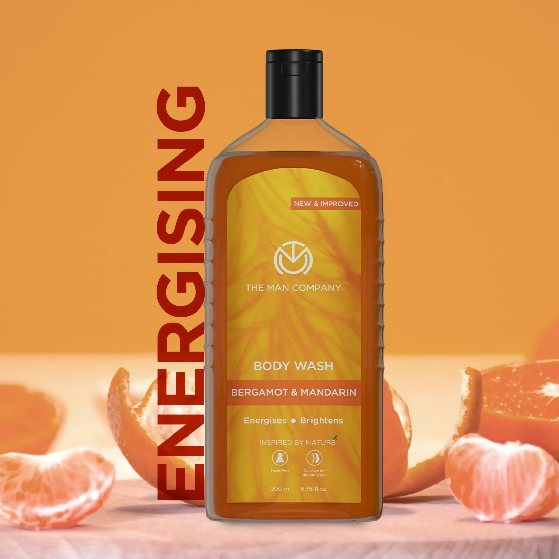 The Man Company Perfumed Body Wash- Bergamot & Mandarin Glowing & Bright Skin With Turmeric & Orange Peel Extract | Grocsy