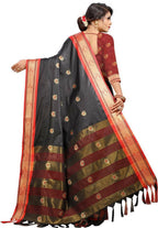 DEIANA'S Beautiful Designer Golden zari Soft Lichi Silk Saree - Black | Grocsy