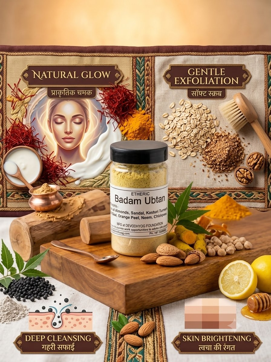 Etheric Badam Ubtan | Ayurvedic Almond Ubtan for Glowing, Radiant & Naturally Bright Skin Face Pack | Grocsy