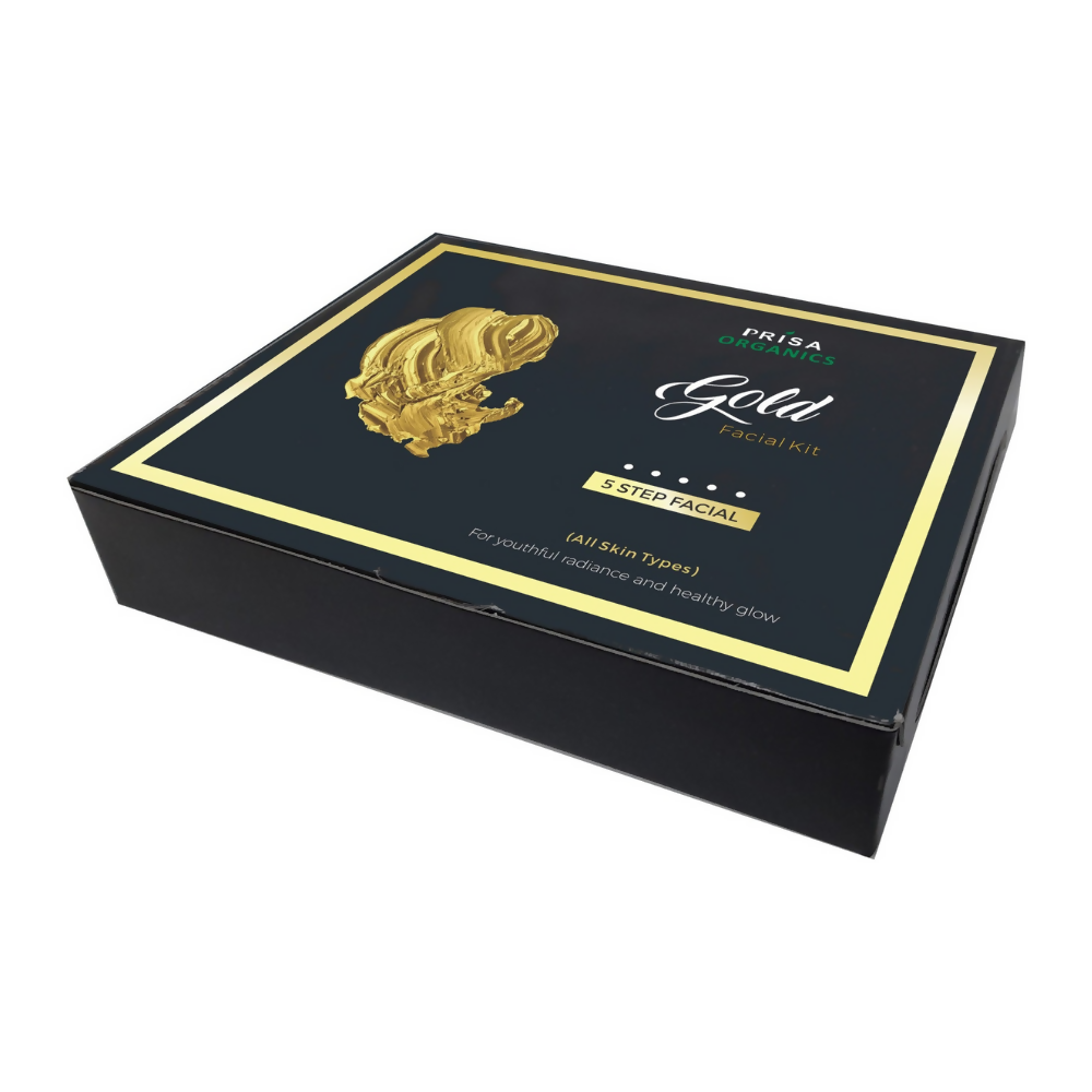 Prisa Organics Gold Facial Kit For Radiant & Glowing Skin - Cleanses & Rejuvenates Skin, Removes Dead Skin, Blackheads | Grocsy