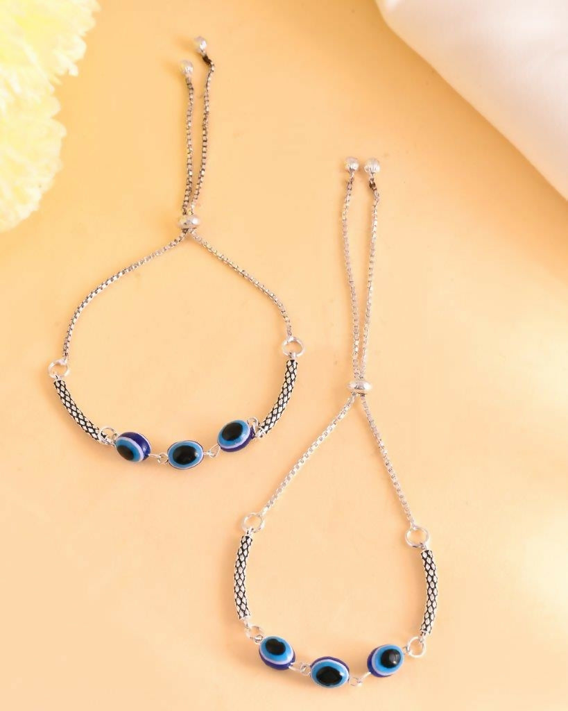 VOJ Set of 2 Traditional Evil Eye Designer Anklet | Grocsy