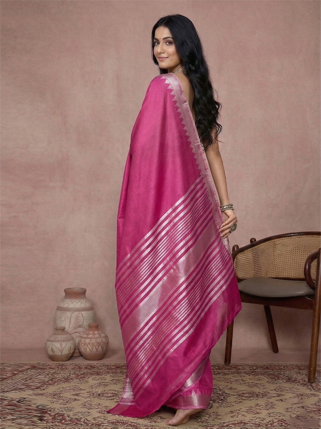 Shree Shyam Fashion Wine Cotton Saree | Grocsy