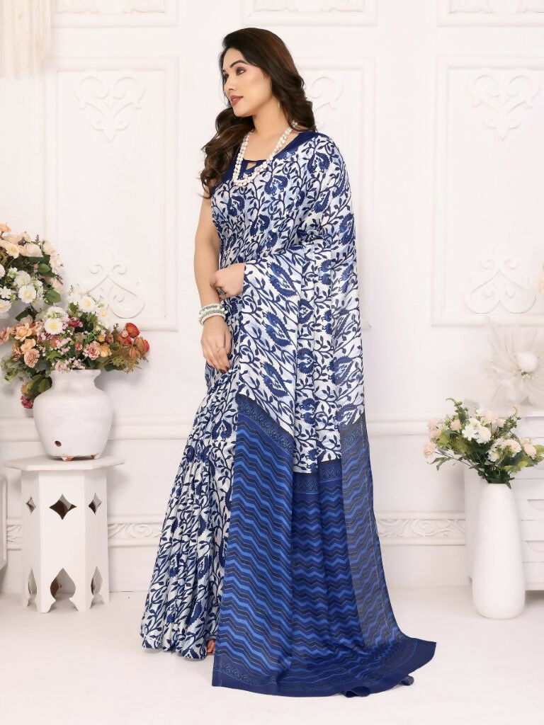 Designer Partywear Blue Khadi Fancy Saree - Kanak | Grocsy