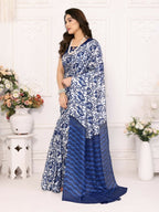 Designer Partywear Blue Khadi Fancy Saree - Kanak | Grocsy