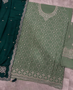 KC Heavy Chinon Pista Green Salwar Suit For Women Ethnic Wear | Grocsy