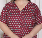 Miravan Women's Plus Size Relaxed Fit Red Floral Printed A-Line Pure Cotton Kurta | Grocsy