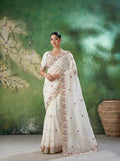 Teeya Creation Womens New Trendy Party Wear Soft Crush Silk Saree-White | Grocsy