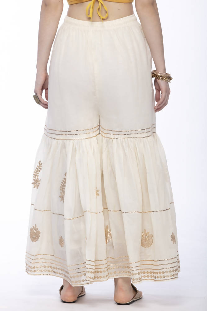 Mominos Fashion Cotton Off White Beautiful Gotta Work Sharara | Grocsy