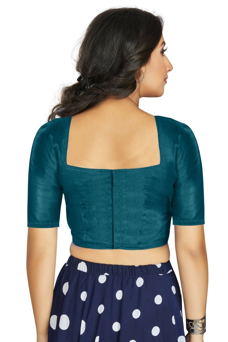 Aastha Fashion Women's Teal Art Silk Designer Traditional Readymade Blouse | Grocsy