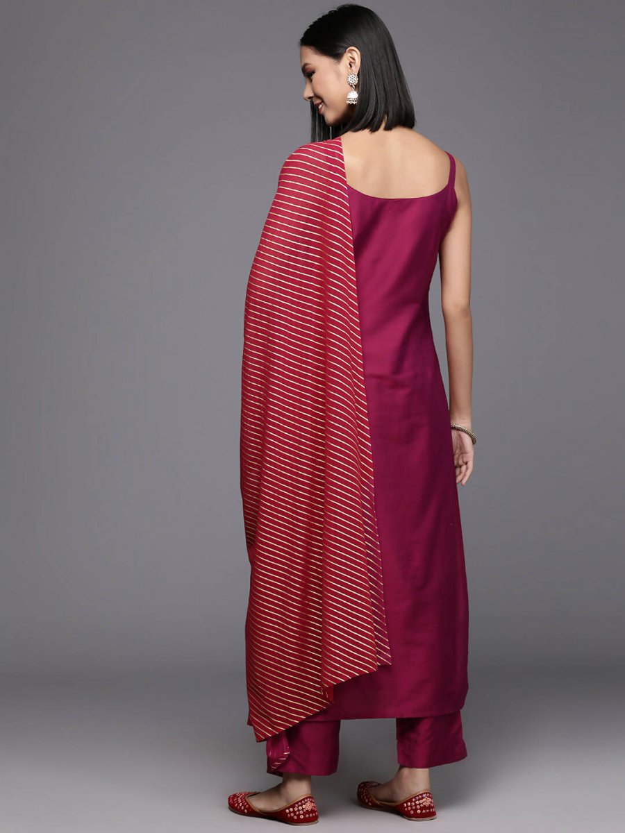 Ahalyaa Women's Traditional wear Kurta Set - Burgundy | Grocsy