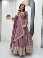 Teeya Creation Womens New Heavy Fox Georgette Fabric With Heavy Embroidery Work Gown Set | Grocsy