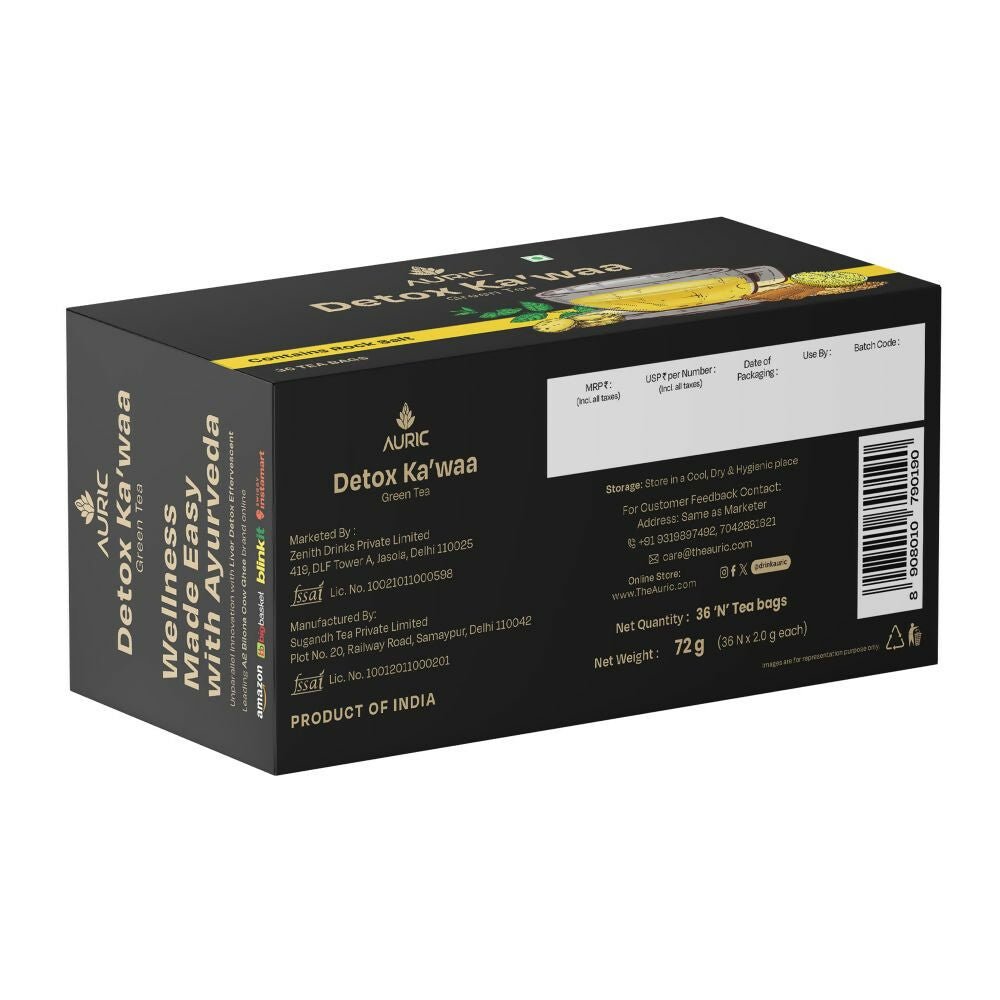 Auric Desi Kahwa Green Tea | 8 Real Ayurvedic Herbs & Rock Salt | Immunity Booster | Improves Digestion | Grocsy