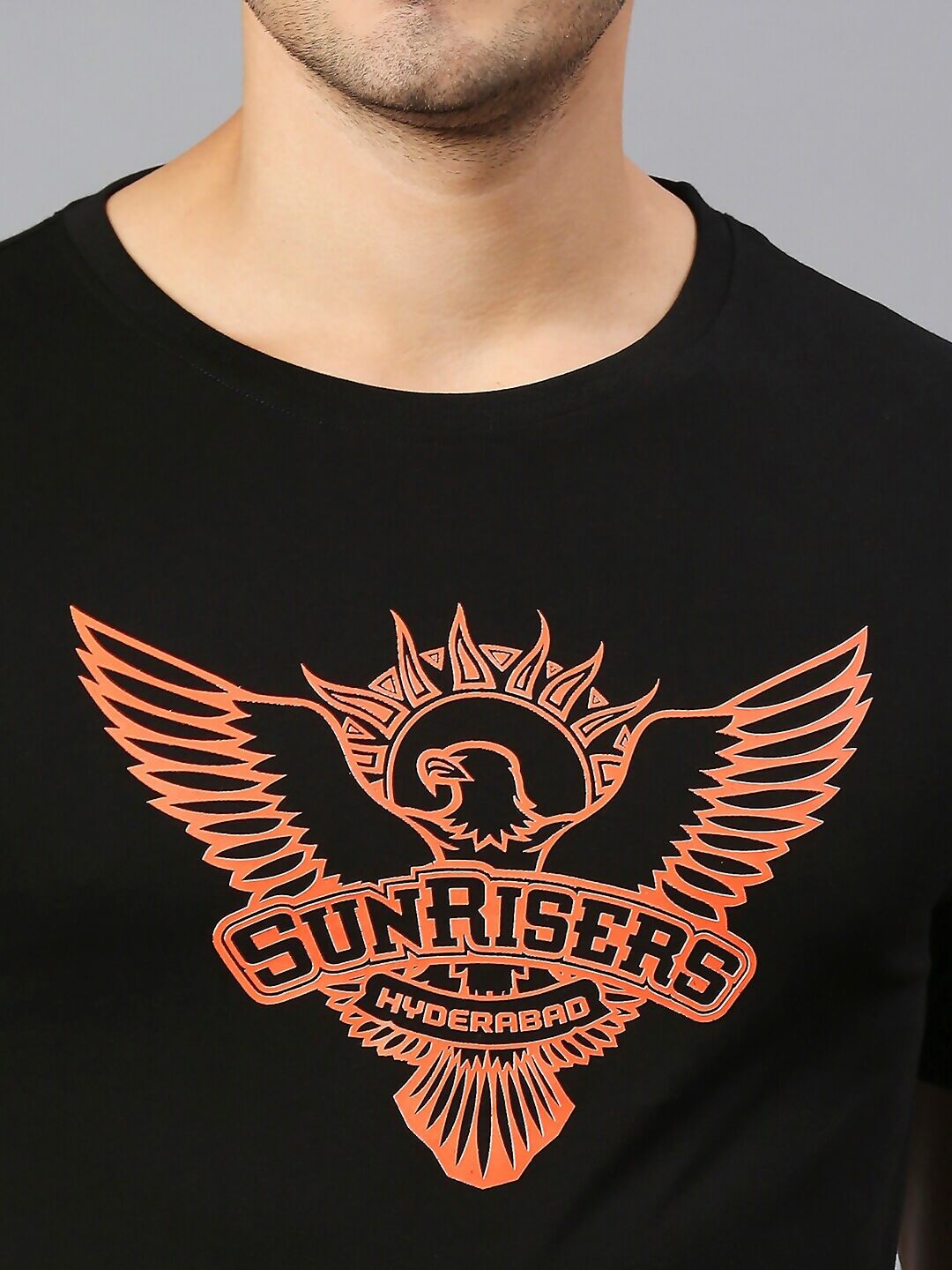 Fancode Sunrisers Hyderabad Logo Print Round Neck Cotton IPL T-shirt | Grocsy
