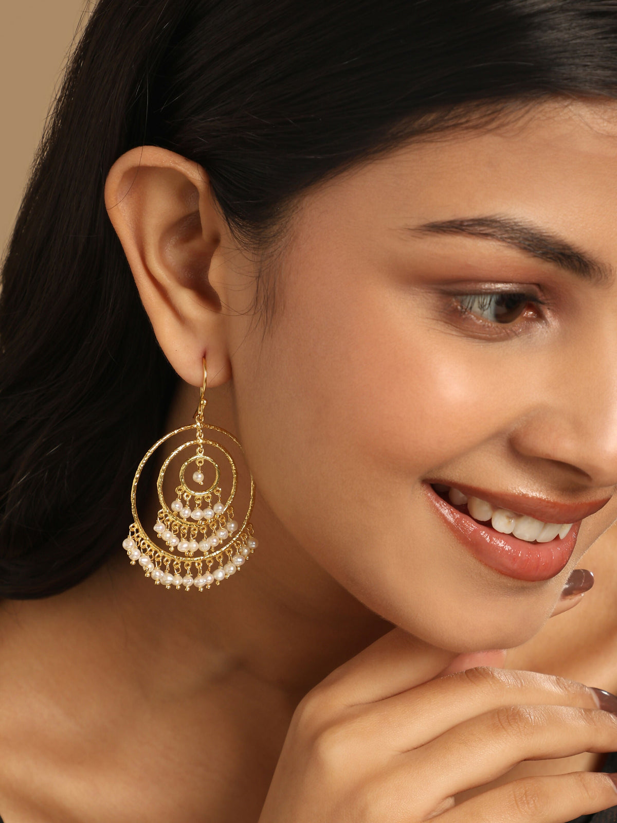Nuyug 18k Triple Pearl Hoop Anti Tarnish Earrings | Grocsy