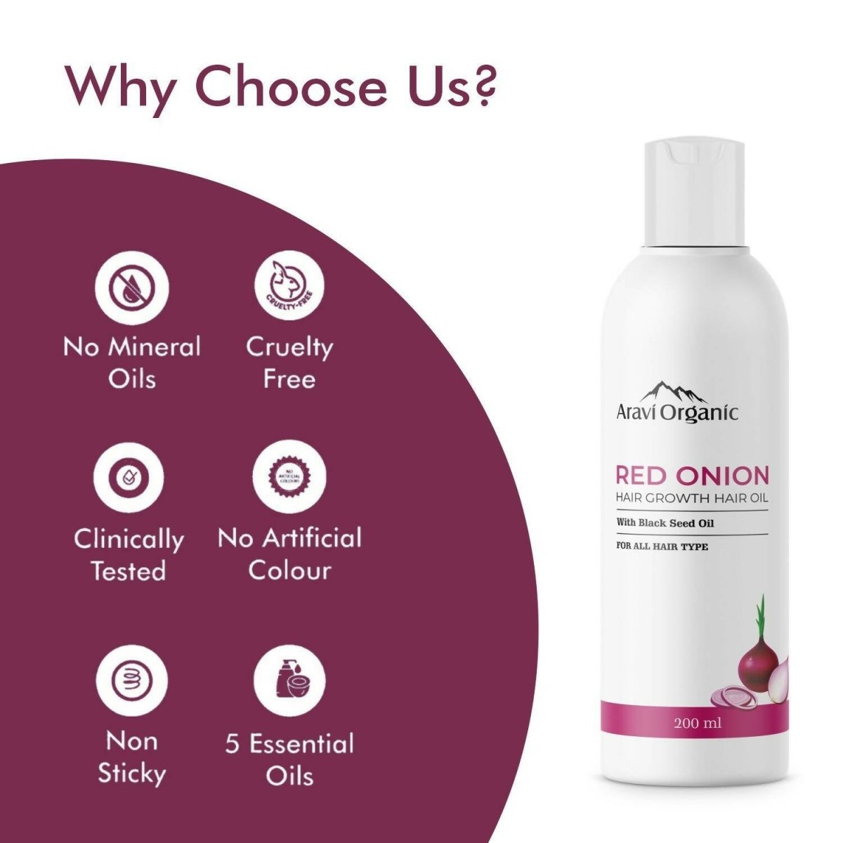 Aravi Organic Hair Growth Hair Oil with Onion Oil | Grocsy