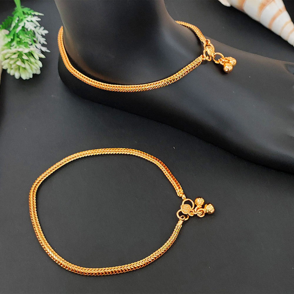JS Fashion High Gold Traditional Chain Pattern Payal for Women & Girls | Grocsy