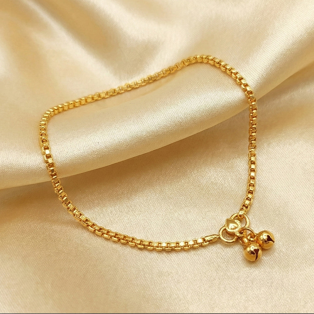 JS Fashion High Gold Heavy Box Chain Traditional Payal for Women & Girls | Grocsy