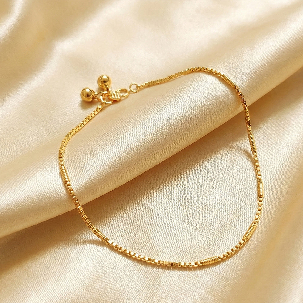 JS Fashion Simple High Gold Anklet with Elegant Detailing for Women & Girls | Grocsy