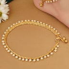 JS Fashion High Gold Fancy Pearl Anklet for Women & Girls | Grocsy