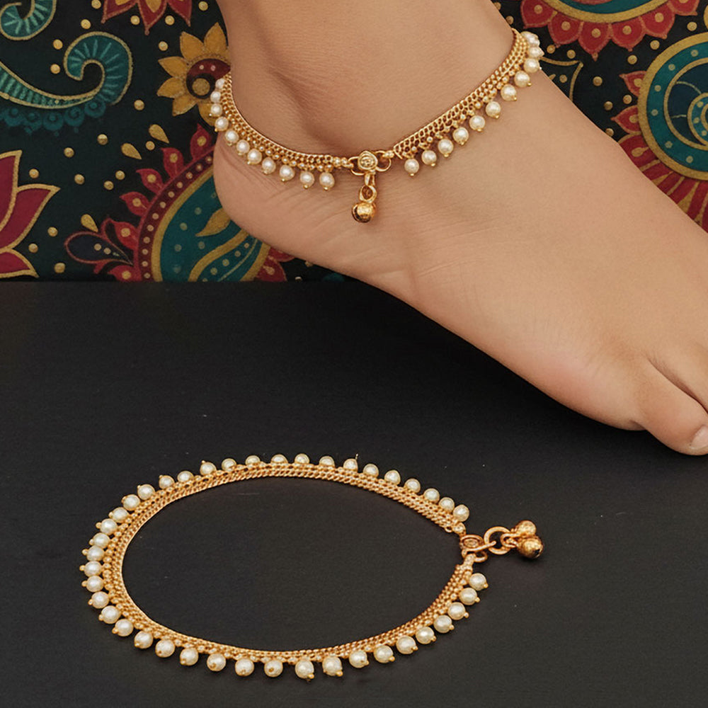 JS Fashion High Gold Classic Pearl Party Wear Payal for Women & Girls | Grocsy
