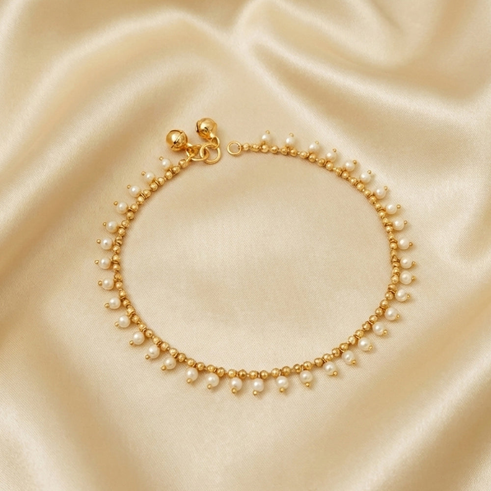 JS Fashion High Gold Fancy Pearl Anklet for Women & Girls | Grocsy