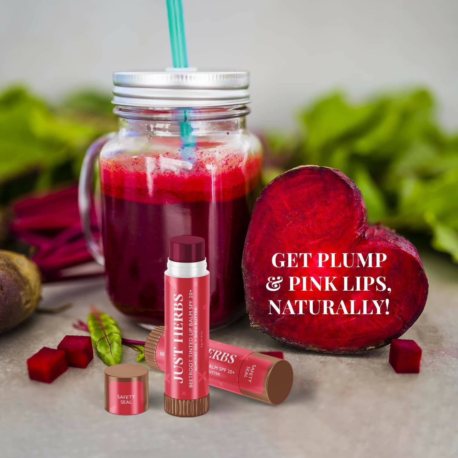 Just Herbs Tinted Beetroot Lip Balm SPF 20+ | Grocsy