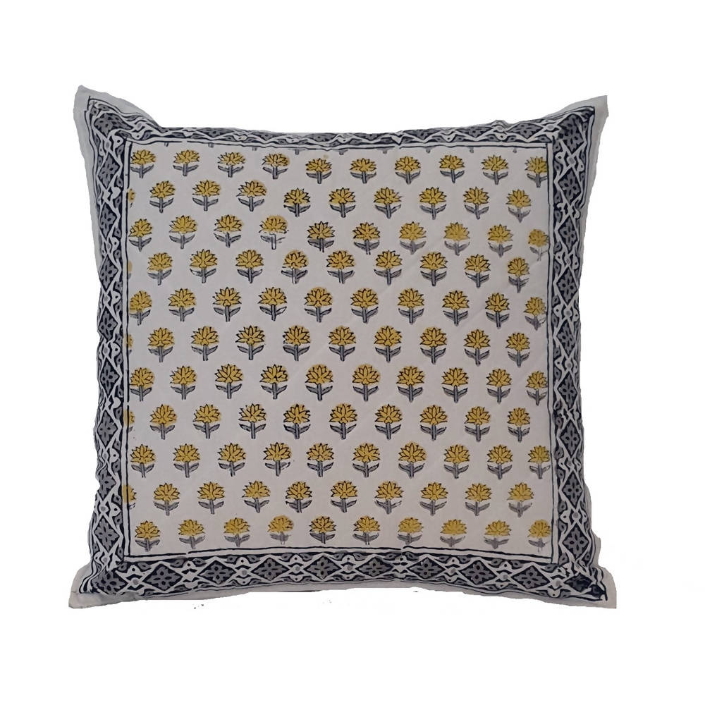 The Decor Nook Yellow Booti Print Cushion Cover | Grocsy
