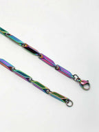NVR Men's Handcrafted Multicolour Rhodium Plated Chain | Grocsy