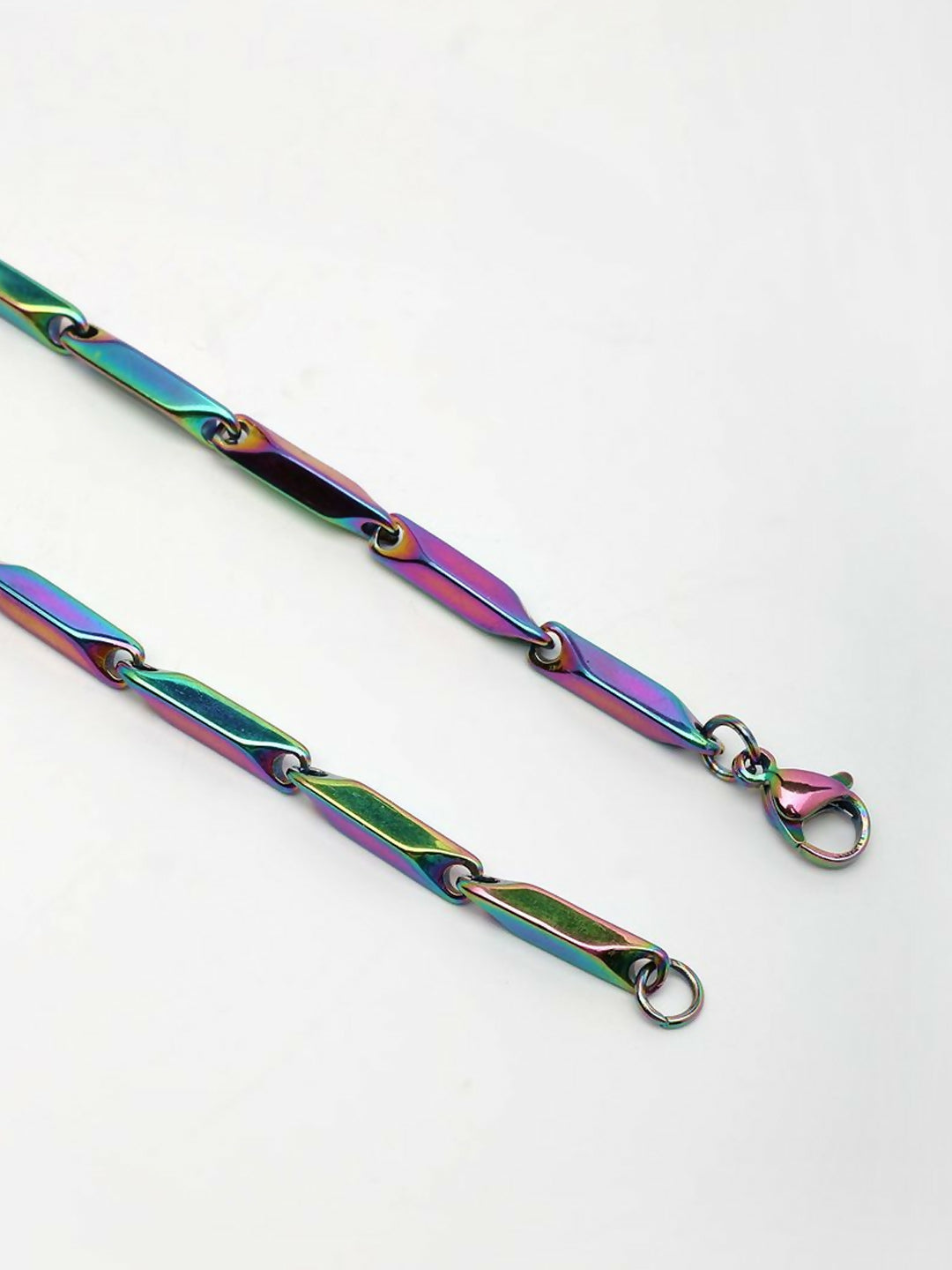 NVR Men's Handcrafted Multicolour Rhodium Plated Chain | Grocsy