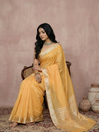Shree Shyam Fashion Mustard Yellow Cotton Saree | Grocsy