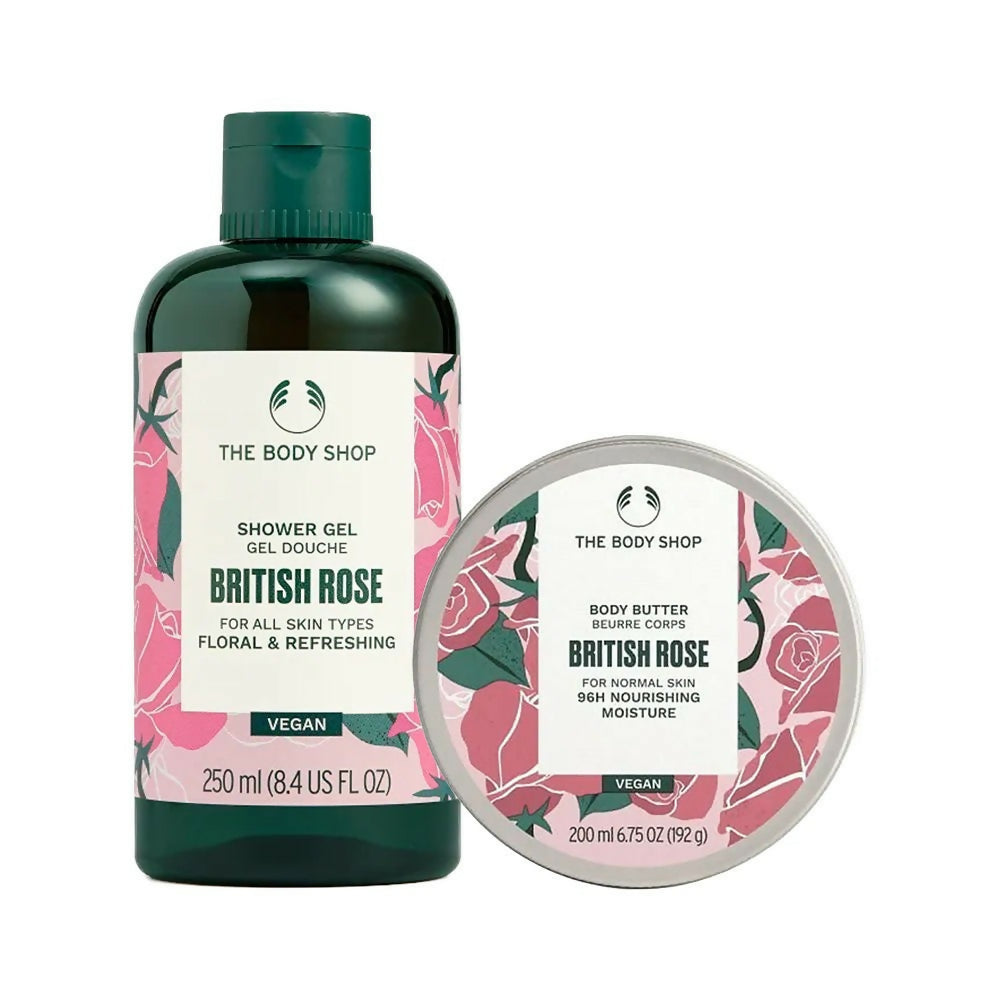 The Body Shop British Rose Shower Gel & Body Butter Combo | Grocsy