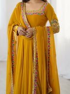 Joban Fashion Mustard Georgette Sequence Embroidery Work Readymade Kurta Set | Grocsy