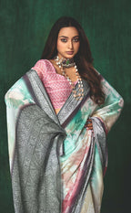 Joban Fashion Dola Silk With Zari Border Shaded Multi Color Work Saree | Grocsy